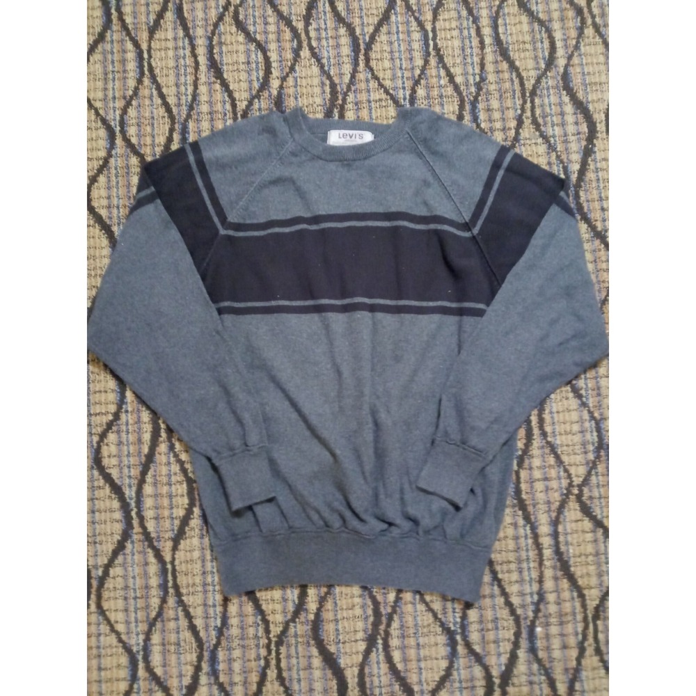 Levi's Sweater Men Size XL Gray Long Sleeve Crew Neck Multicolored Stripe's